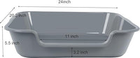 1 Pack of Extra Large Cat Litter Box (ABS Material), Low Entry Senior Litter Pen for Geriatric Kitty Big Cats, Jumbo Pet Safe Litter Boxes Tray for Indoor Pets Potty (Gray, 24" L x 20" W)