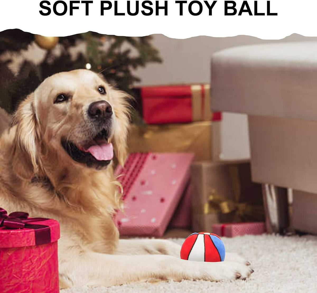 Dog Toys Balls, Chewable Plush Football for Dogs, Soft Pet Ball - Basketball - image 4