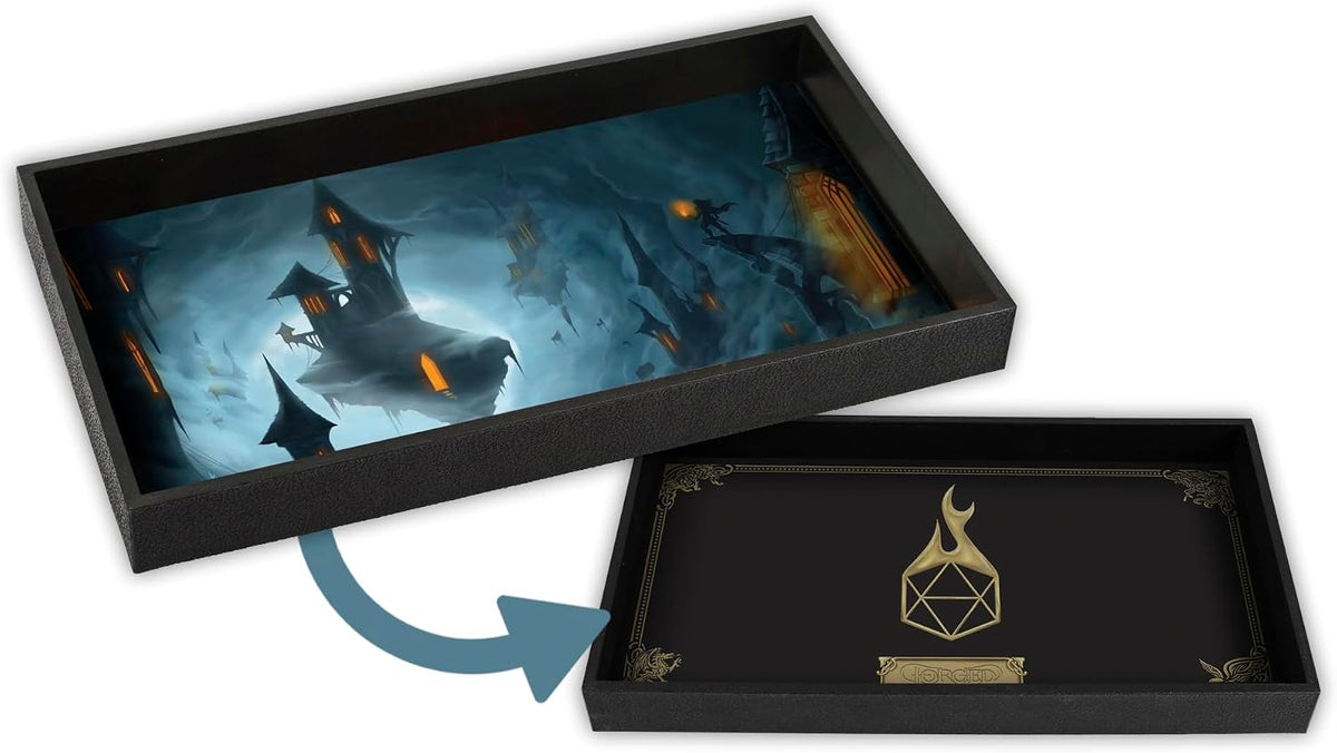 Forged Dice Co. Dice Tray 14" - Black Tray W/ Realm of Mist Mat