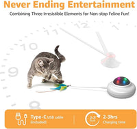 Interactive Cat Toys Rechargeable: Interactive Cats Toy with Chime - Automatic Cat Toys for Indoor Cats, Hide and Seek Toy with Motion, Moving Feather, USB,Blue