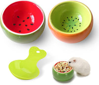 2 Pack Hamster Bowl Ceramic Prevent Chewing Feeding Bowl Water Food - Green Orange