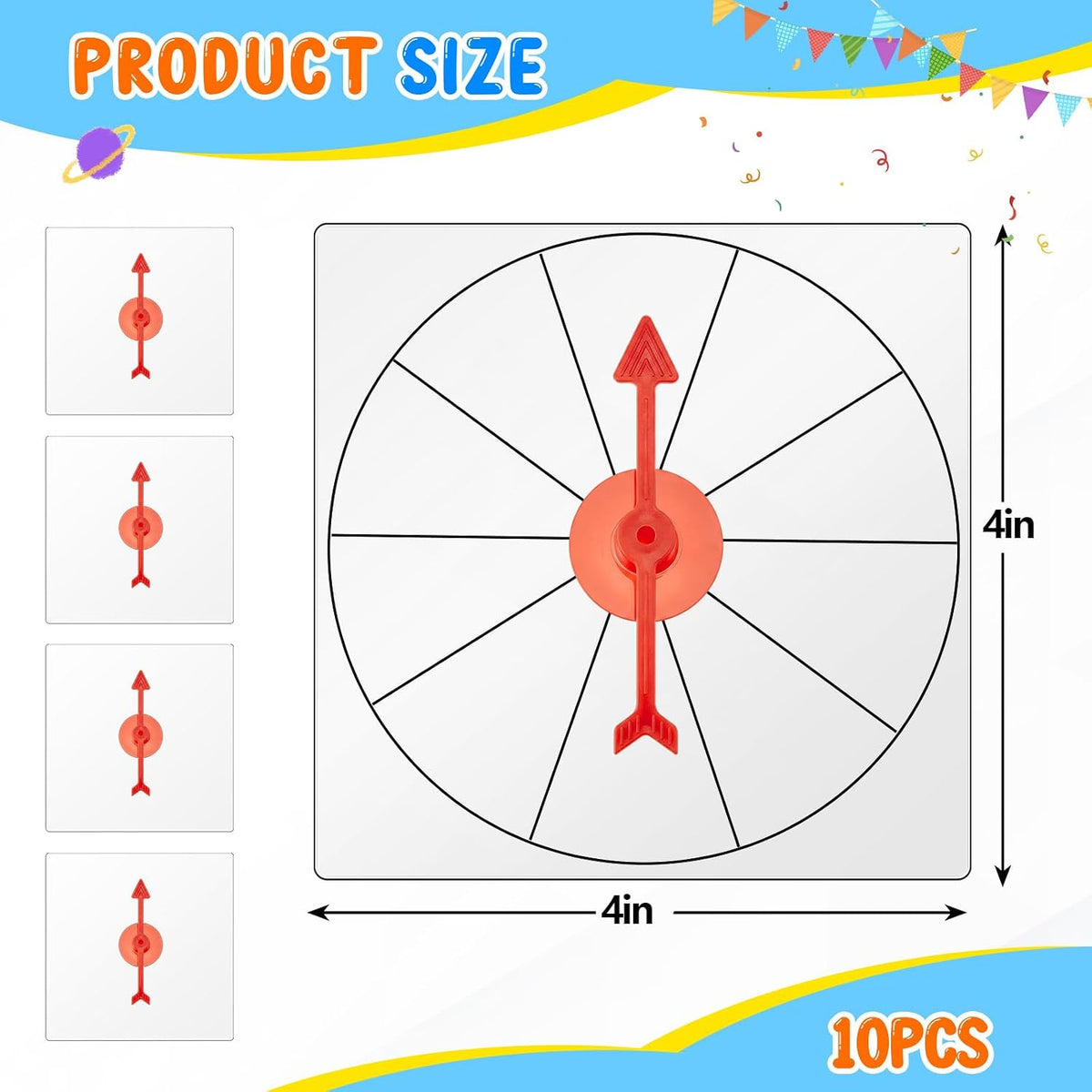 Gejoy 10 Pack Transparent Spinners Bulk for Classroom Clear Spinners - Red / 10 - image 2