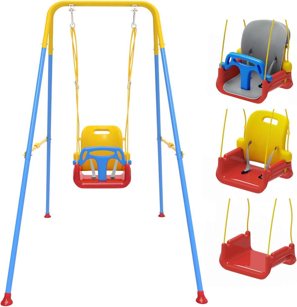 JWPEHOE foldable toddler swing with soft cushion and metal frame - view 3