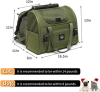 Pet Backpack Carrier for Small Dogs Medium Cats, Puppies - green / 16.5"L x 9.0"W x 13.0"H - image 2