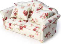 Cutemini white 1/12 scale dollhouse loveseat couch with pillows - view 2