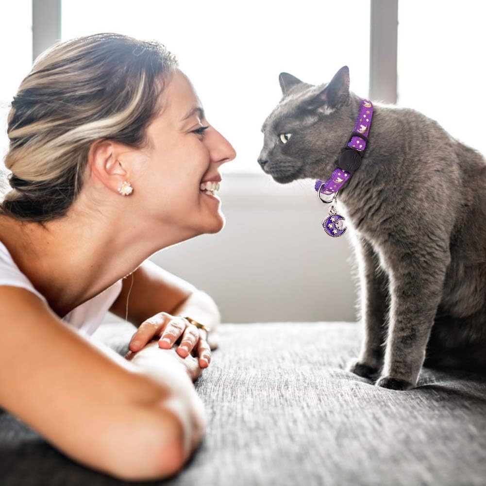 Baeuppit 2Pcs Breakaway Cats Collars Cat Collars for Boy & Girl Cats - 7.0-10.7'' / Purple+Scarlet - image 4