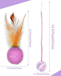 PET SHOW 10 Pack Cat Toys - Woolen Yarn Cat Balls, Interactive Mesh Feather Ball, String Toy for Indoor Cats, Chase Training Activity for Kittens