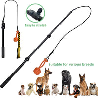 Interactive Dog Toys - Extendable Flirt Pole with 2pcs Squeaky Plush Toy Tugs Red Green for Dog - Black-102 - image 4
