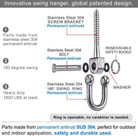 SELEWARE stainless steel swing hangers 2 pack, heavy duty eye hooks for wood beams - view 25