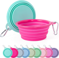 SLSON Collapsible Dog Bowl Silicone - Macaron Bright Pink and Bright Green / Small