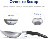 Cat Litter Scoop, Aluminum Alloy Sifter, Kitty Metal Scooper - Large / FLAT Aluminum \ #06 Black Handle - image 2