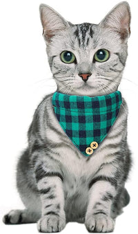 Faleela Breakaway Cat Collar with Bells - Green bow+bandana - image 4
