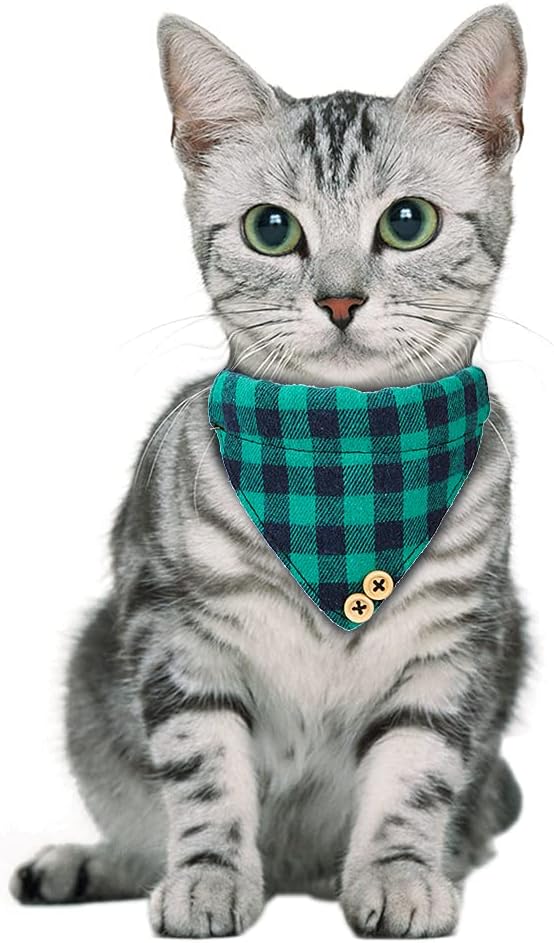 Faleela Breakaway Cat Collar with Bells - Green bow+bandana - image 4