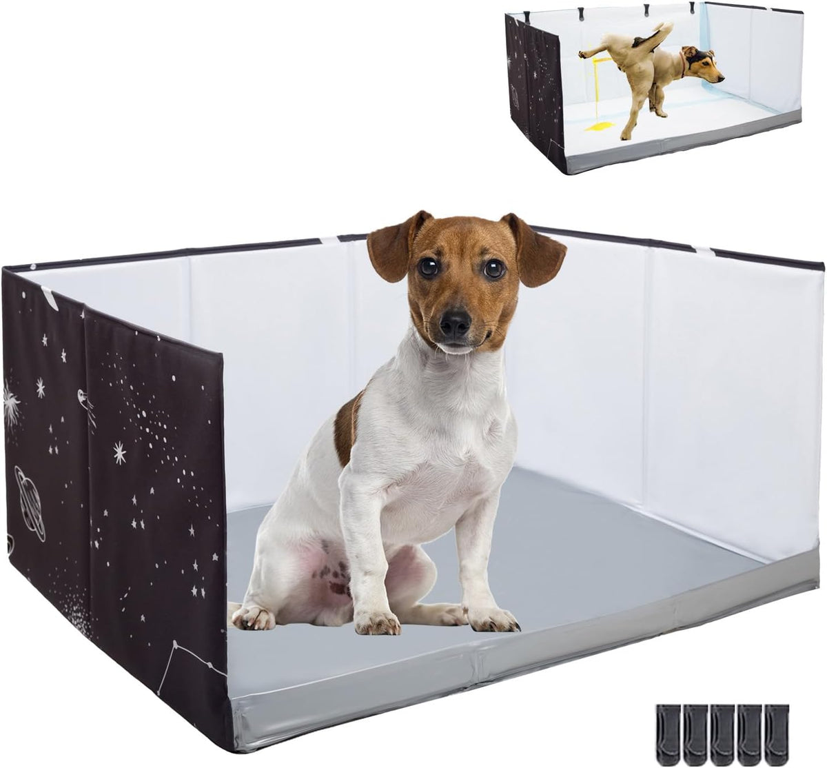 Dog Litter Box with High Walls - Black star / M-36''Lx23.6''Wx16''H