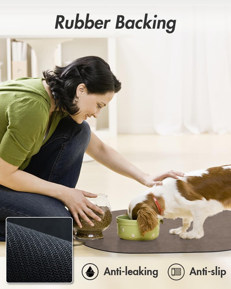 MontVoo Absorbent Dog Food Mat-Dog Mat for Food and Water Bowl - Brown / 16"x24" - image 2