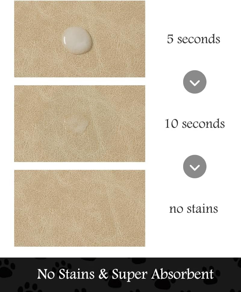 PADOOR Pet Feeding Mat-Absorbent Dog Mat for Food and Water Bowl-No - 12"x19" / Beige - image 2