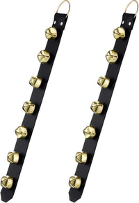Frienda hanging dog doorbells, two leather belts with seven jingle bells each