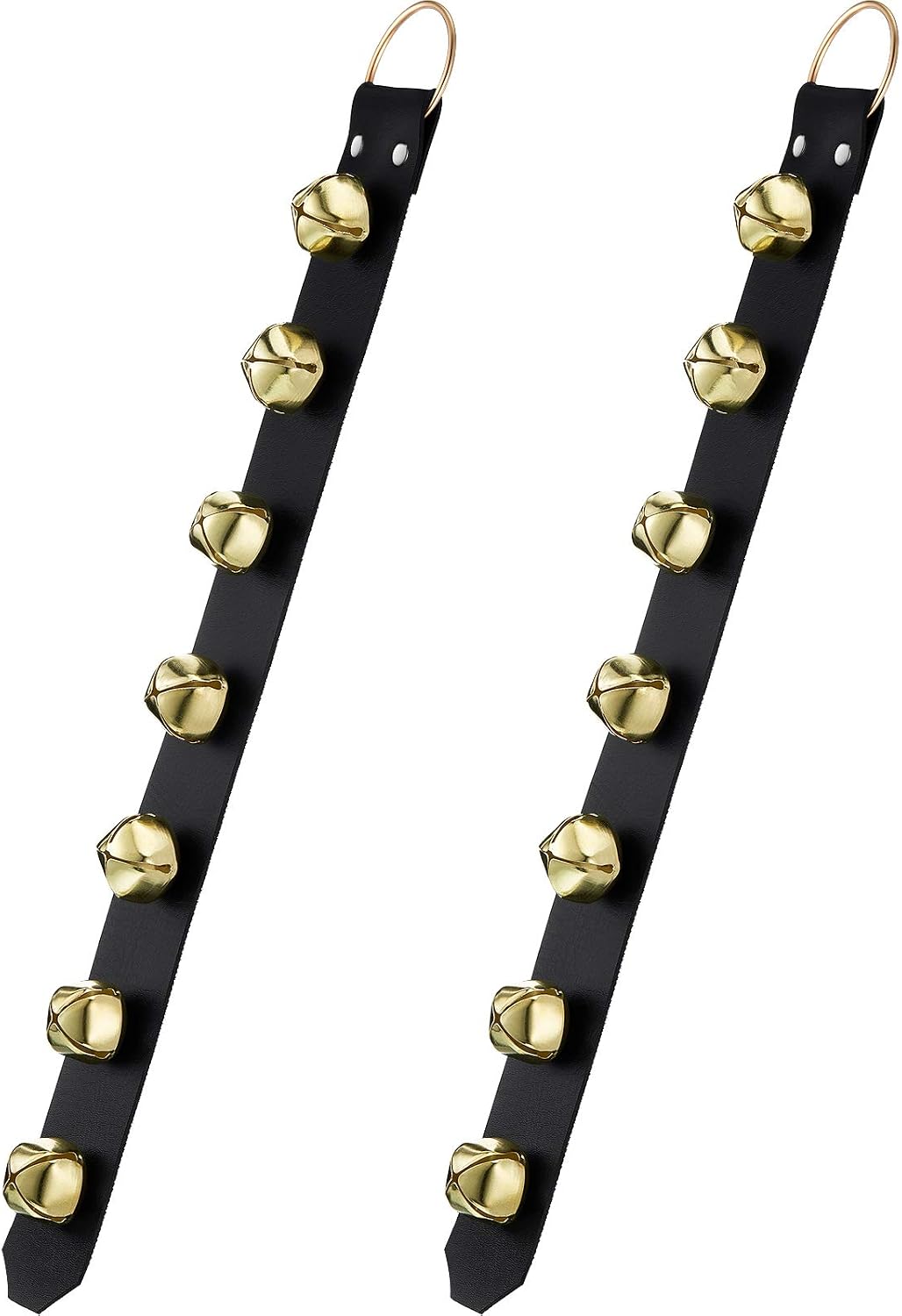 Frienda hanging dog doorbells, two leather belts with seven jingle bells each