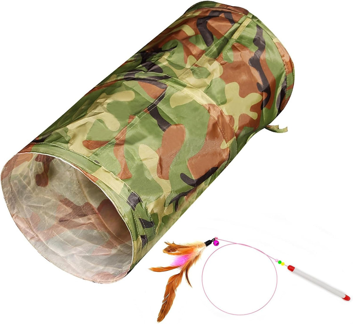 iCAGY Cat Tunnel for Indoor Small Cats Kittens Rabbits - 20 Inch (Pack of 1) / Camouflage Green