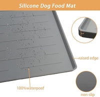18" x 12" Dog Food Mat, Silicone Pet Mats for Food and Water, Nonslip Pet Feeding Mats for Floors, Dog Cat Bowl Mat with Raised Edges, Lake Blue