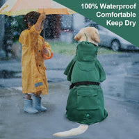 Dog Raincoat Waterproof Adjustable Rain Jacket Small Dogs Green - Green / 3XL-Fit for 25-33 pounds - image 3