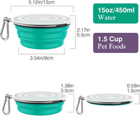 Pawaboo Collapsible Travel Dog Bowls 2 Pack with Lids&Carabiners - 450ml(Pack of 2) / A-Violet+Turquoise - image 4