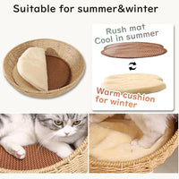 57'' Cat Tower for Large Cats, Manual Hand Woven Modern Multi-Level Condo with Natural Wood, Cat Activity Centre for Medium and Big Pets