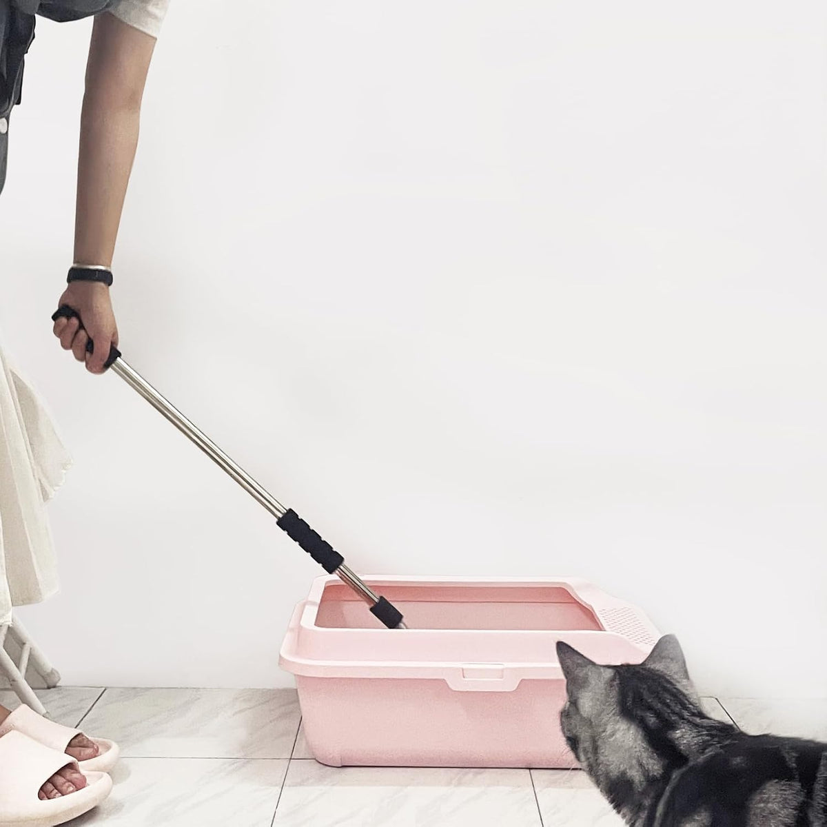 Cat Litter Scoop, Long Handle Metal Litter Scooper, No Bending - image 2