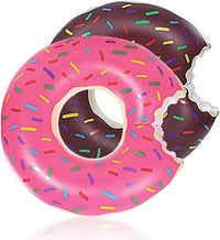 DMAR Donut Pool Float, Donut Tube & Ring for Beach & Pool - Set of 2 （Pink & Brown 23.4in）