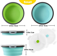 Joyinjojo Collapsible Dog Bowls with Lids - Small / Blue / Green - image 2
