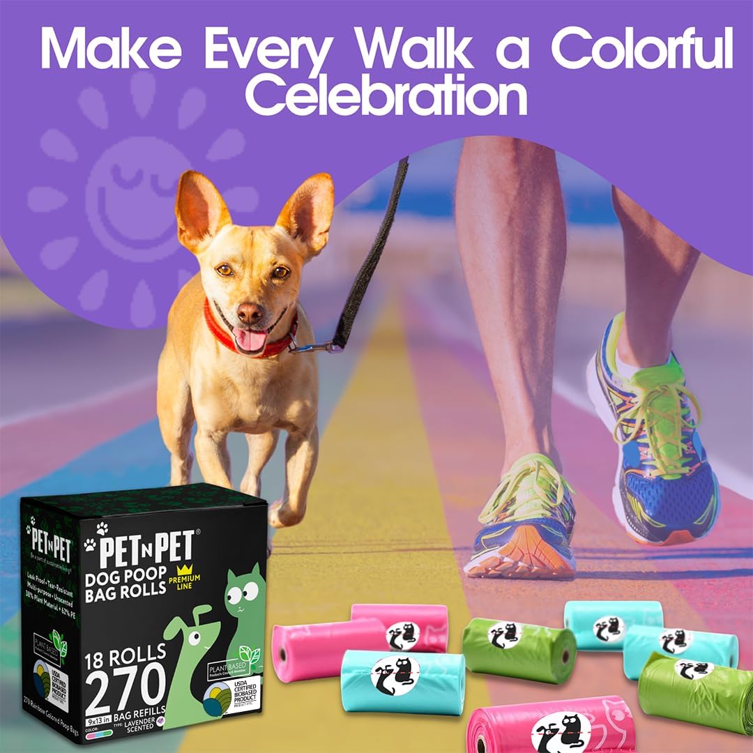 Pet N Pet Dog Poop Bags Rolls, Lavender Scented, Colorful - 270 Count (Pack of 1) / Lavender-scented - image 4