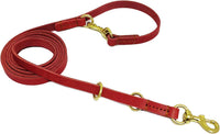 LWBMG Multi Function Leather Dog Leash 8ft Genuine Leather Leash - 8ft x 5/8inch / Red