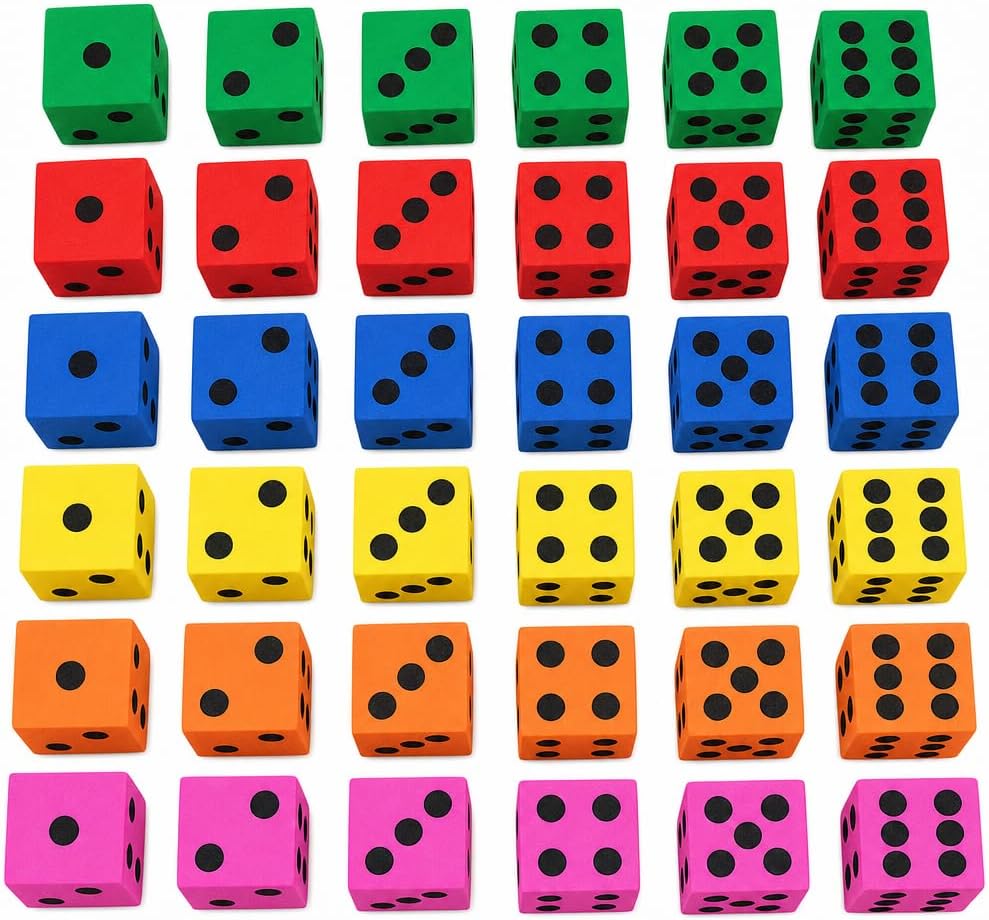 Big Foam Dice Set 24 Pack, Non-Toxic - 36 Pack