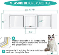 Aluminum Cat Door for Windows - White Tall / Fit 36"-40" Window - image 2