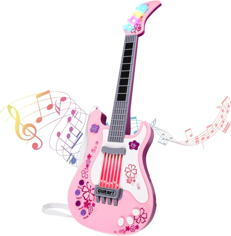 M SANMERSEN Kids Electric Toy Music Pink Guitars for Girl – Fun for Kids & Family