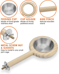 KATUMO Bird Perch Bird Feeding Cup Parrot Wood Perch Stand Toy Bird - L Perch (Pack of 2) - image 2