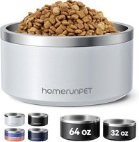 Homerunpet Double Wall Stainless Steel Dog Bowls, Non-Slip Base, Dishwasher Safe, Durable Pet Food & Water Bowl for Dogs & Cats(32oz, Steel Blue)
