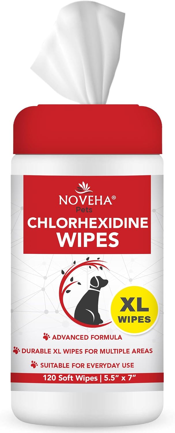 NOVEHA Pet Wipes, Formulated Pet Wipes - 120 XL Topical Wipes