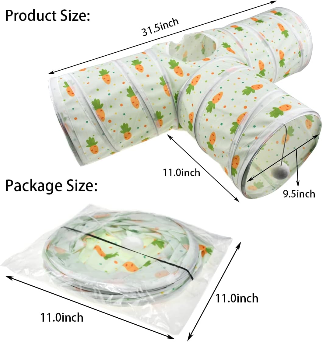 Bunny Rabbit Tunnels Rabbit Cat 3 Way Collapsible Tunnel with Cute - T Shape - image 2
