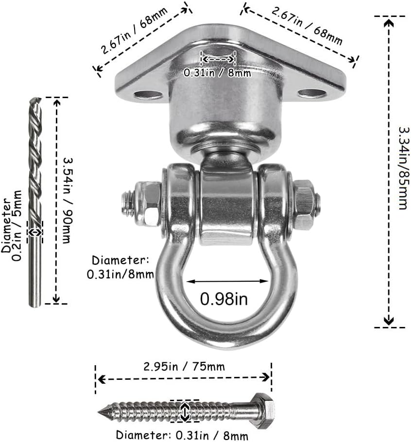 Yyiwhmy stainless steel heavy duty swing hanger with swivel bearing and mounting bolts - view 24