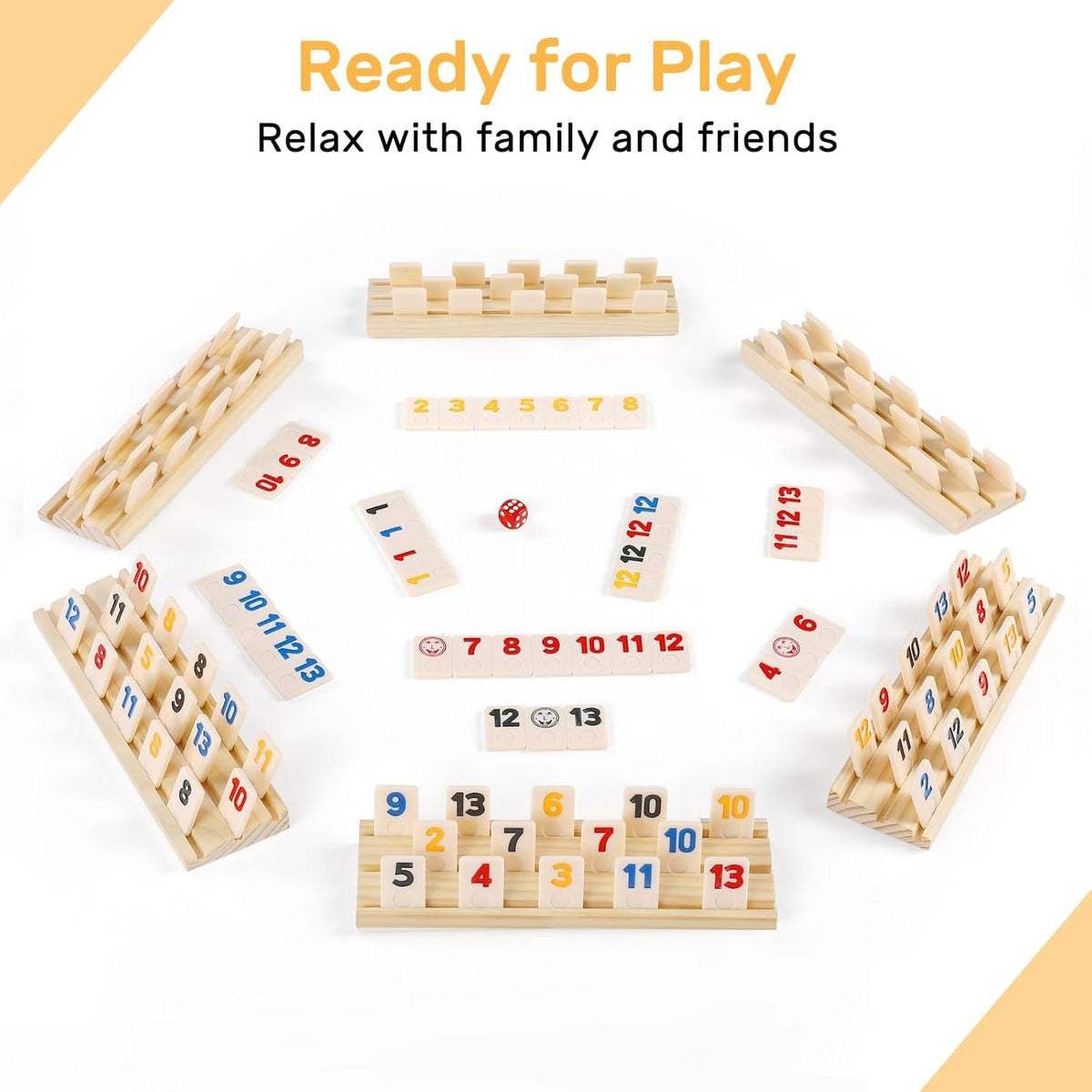 Rummy Cube 6 Player Edition with 6 Wooden Racks/Trays - 6 Players - image 2