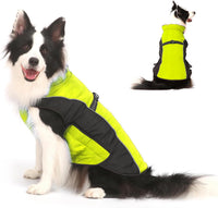 Gimilife Dog Coat, Waterproof Reflective Warm Dog Jacket Clothes for Winter – Essentials for Dogs - Fluorescent Yellow / 2XL ( 70+ LB | 23.62"Neck Girth )