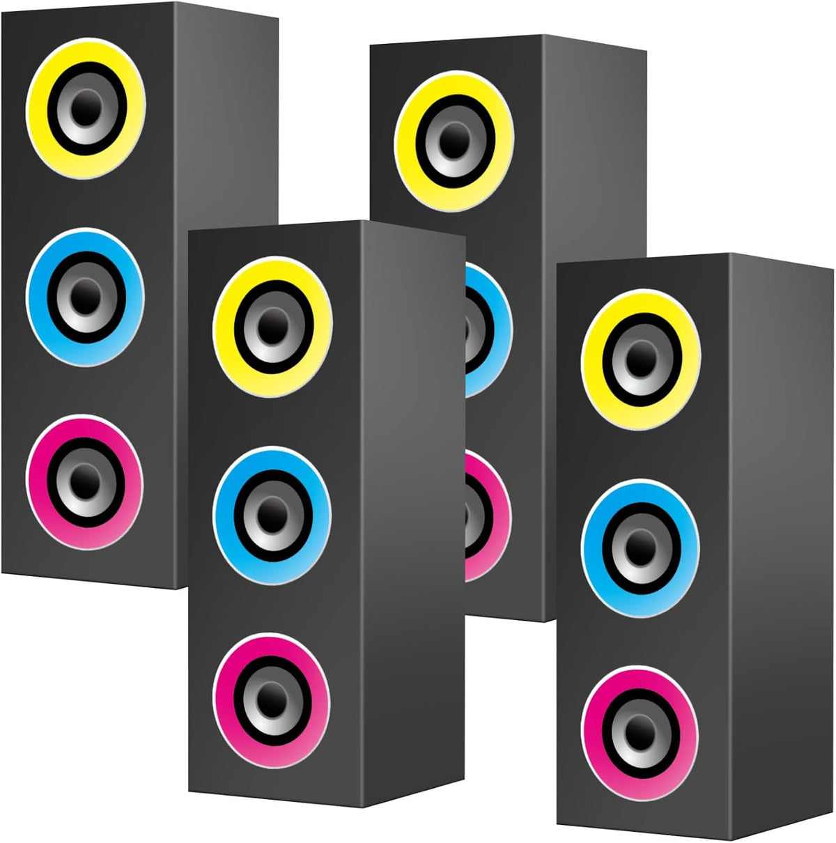 Humyoun 4 piece 80s 90s paper boombox party decoration boxes in colorful print - view 3