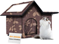 Outdoor Cat House Weatherproof, Large Feral Cat House for Winter - Maple Brown / 17" x 13" x 15"