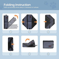 Portable Cat Travel Litter Box. Zipped Lid, Collapsible Litter Box for Cats. No Leakage, No Smell. Easy to Carry. Used for Hotels, Camping, Car(Gray,L)