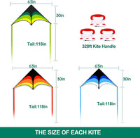 Delta Kite for Kids Ages 4-12 - 1 / Green&Blue&Yellow - image 3