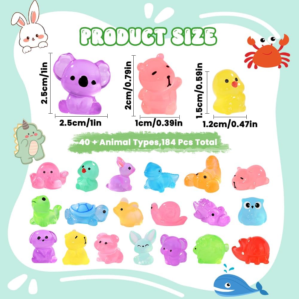 DIYDEC 60PCS Luminous Mini Resin Animals 60 Styles Miniatures Glow - 184PCS Luminous Mini Resin Animals - image 2