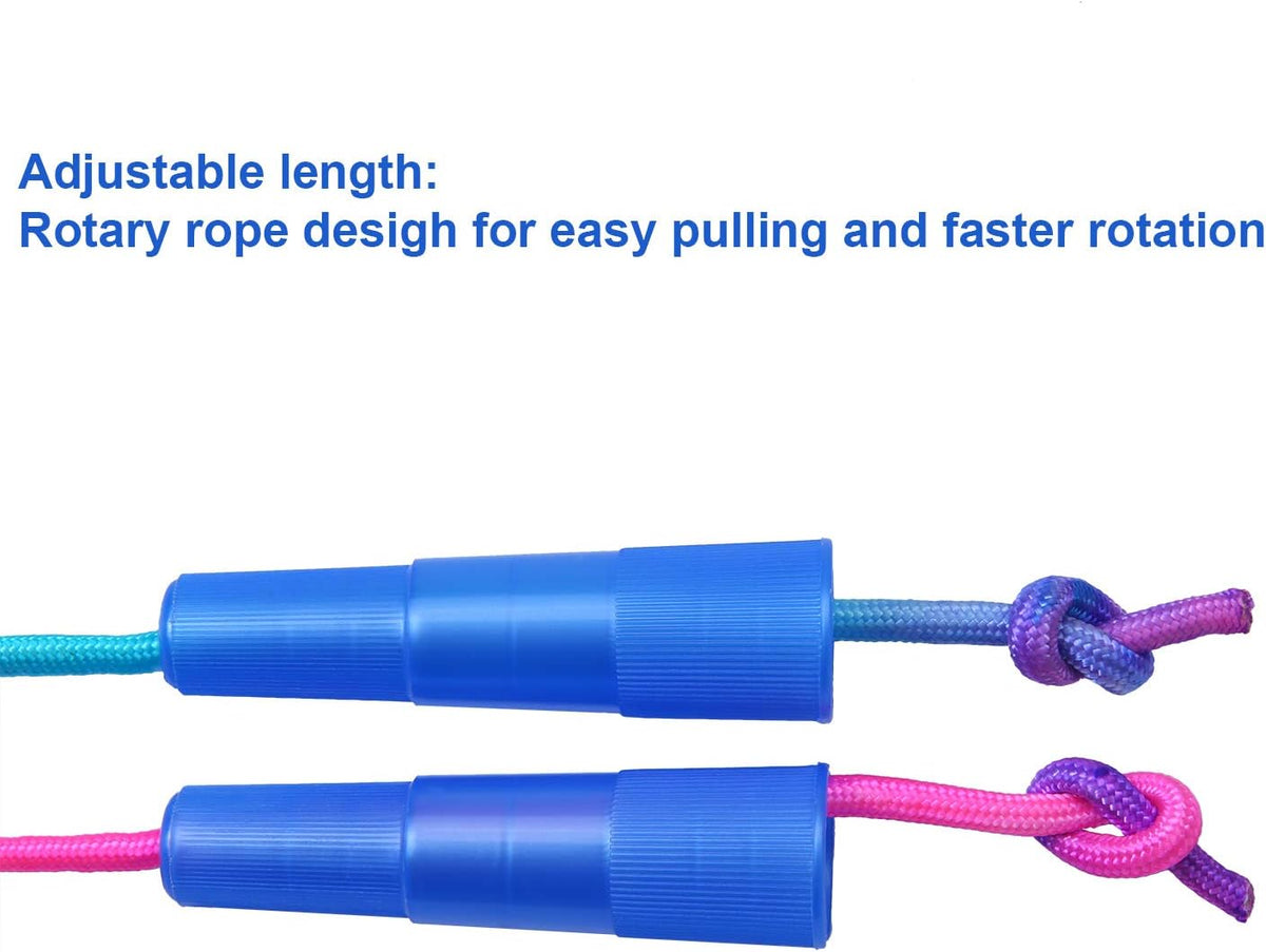 Elcoho kids rainbow jump rope set, 10 adjustable 7.2 foot nylon ropes with plastic handles - view 9