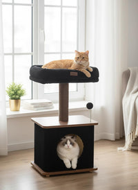 29" Small Cat Tree, Boho Wood Cat Tower with Sisal Scratching Post – Essentials for Cats - Walnut Finish / Small - image 3