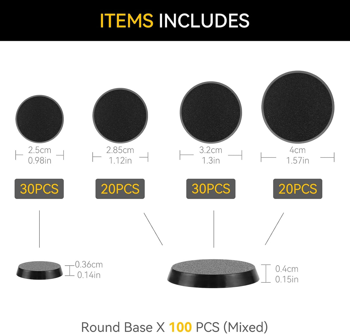 FIGURESLAB 100 black textured plastic miniature bases in 7 sizes - view 22
